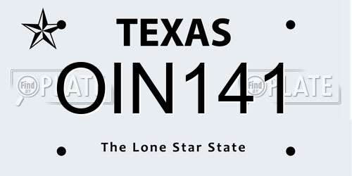 OIN141 Texas License Plate