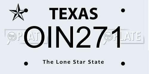 OIN271 Texas License Plate