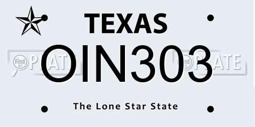 OIN303 Texas License Plate