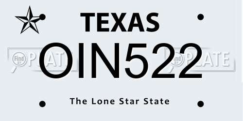 OIN522 Texas License Plate