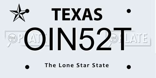 OIN52T Texas License Plate