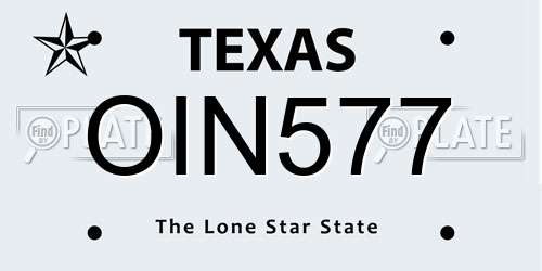OIN577 Texas License Plate