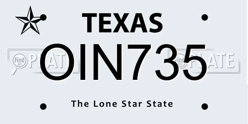 OIN735 Texas License Plate