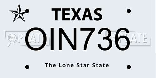 OIN736 Texas License Plate