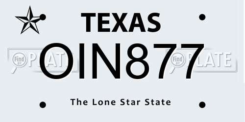 OIN877 Texas License Plate