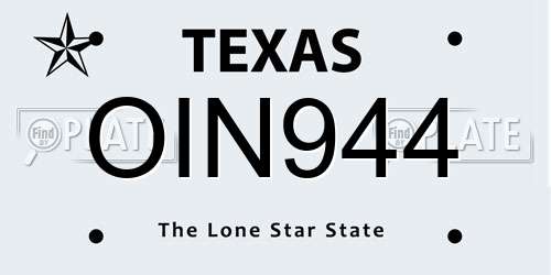 OIN944 Texas License Plate