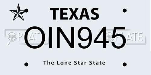 OIN945 Texas License Plate
