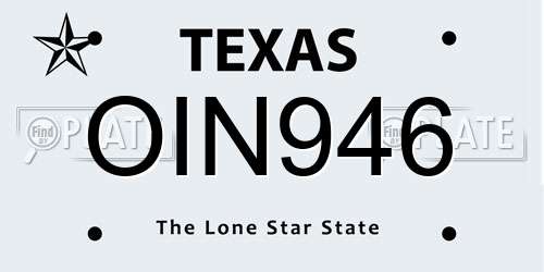 OIN946 Texas License Plate