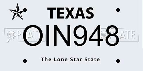 OIN948 Texas License Plate
