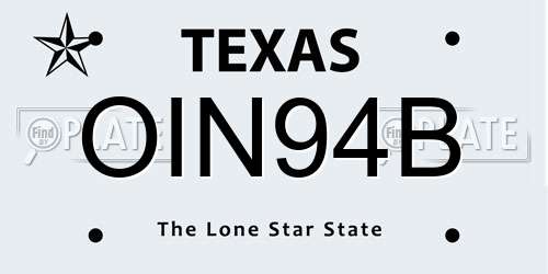 OIN94B Texas License Plate