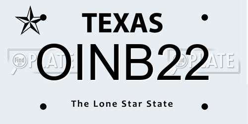 OINB22 Texas License Plate