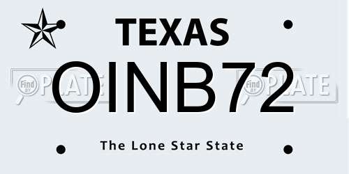 OINB72 Texas License Plate