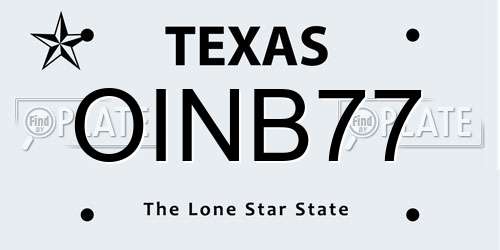 OINB77 Texas License Plate