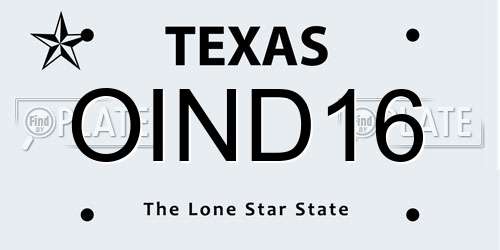 OIND16 Texas License Plate