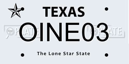 OINE03 Texas License Plate