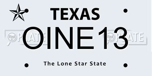 OINE13 Texas License Plate