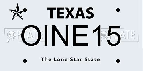 OINE15 Texas License Plate