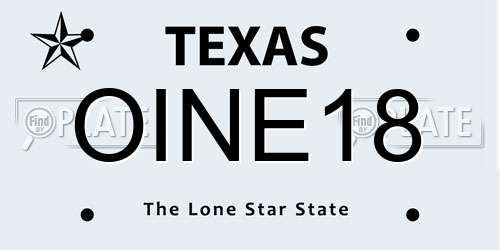OINE18 Texas License Plate