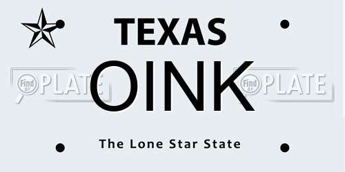 OINK Texas License Plate
