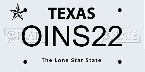 OINS22 Texas License Plate
