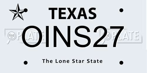 OINS27 Texas License Plate