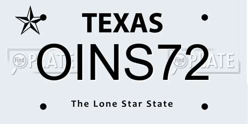 OINS72 Texas License Plate