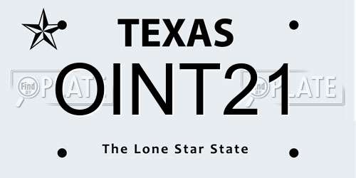 OINT21 Texas License Plate