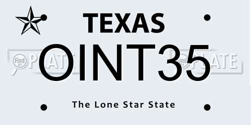 OINT35 Texas License Plate