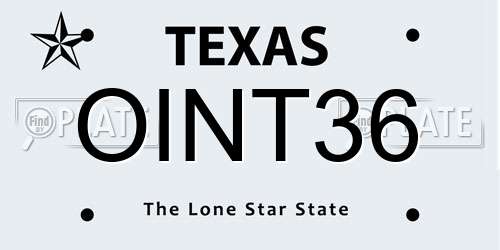 OINT36 Texas License Plate