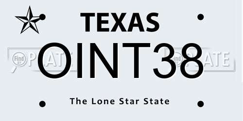 OINT38 Texas License Plate