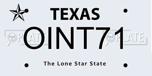 OINT71 Texas License Plate