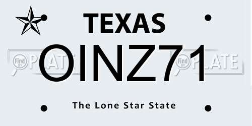 OINZ71 Texas License Plate