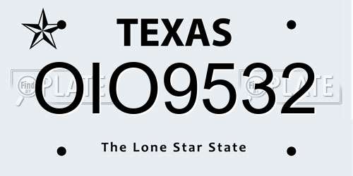 OIO9532 Texas License Plate
