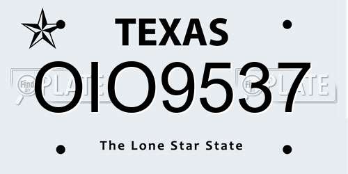 OIO9537 Texas License Plate