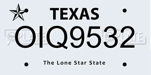 OIQ9532 Texas License Plate