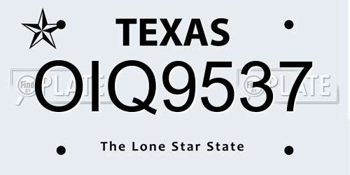 OIQ9537 Texas License Plate
