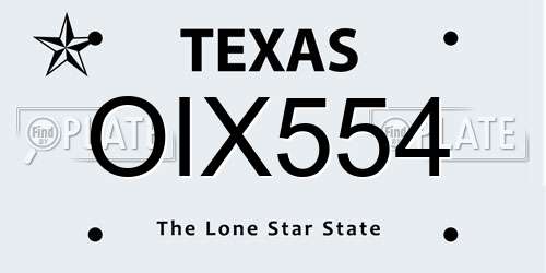 OIX554 Texas License Plate