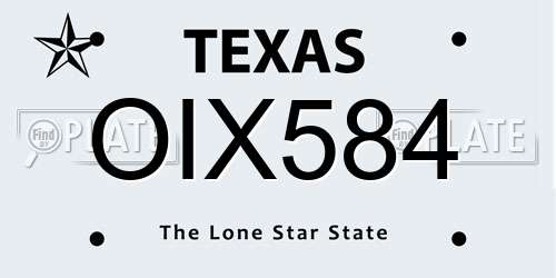 OIX584 Texas License Plate