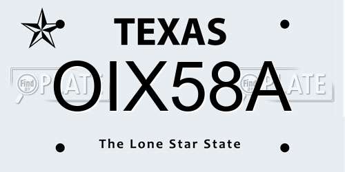 OIX58A Texas License Plate