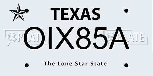 OIX85A Texas License Plate