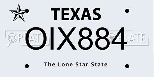 OIX884 Texas License Plate