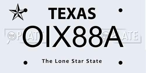 OIX88A Texas License Plate