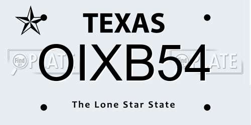 OIXB54 Texas License Plate