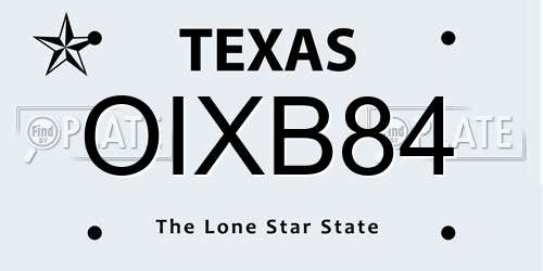 OIXB84 Texas License Plate