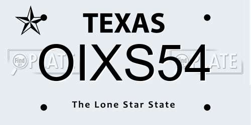 OIXS54 Texas License Plate