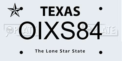 OIXS84 Texas License Plate