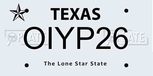 OIYP26 Texas License Plate