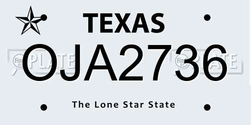 OJA2736 Texas License Plate