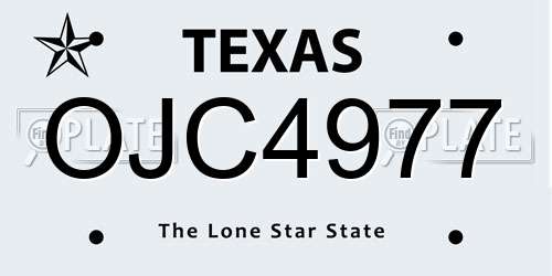 OJC4977 Texas License Plate