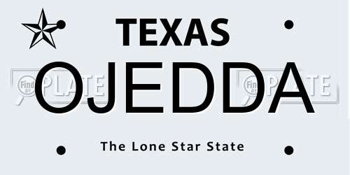 OJEDDA Texas License Plate